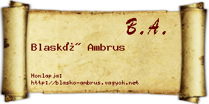 Blaskó Ambrus névjegykártya