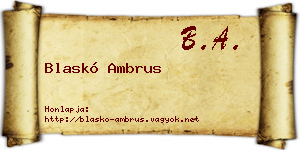 Blaskó Ambrus névjegykártya